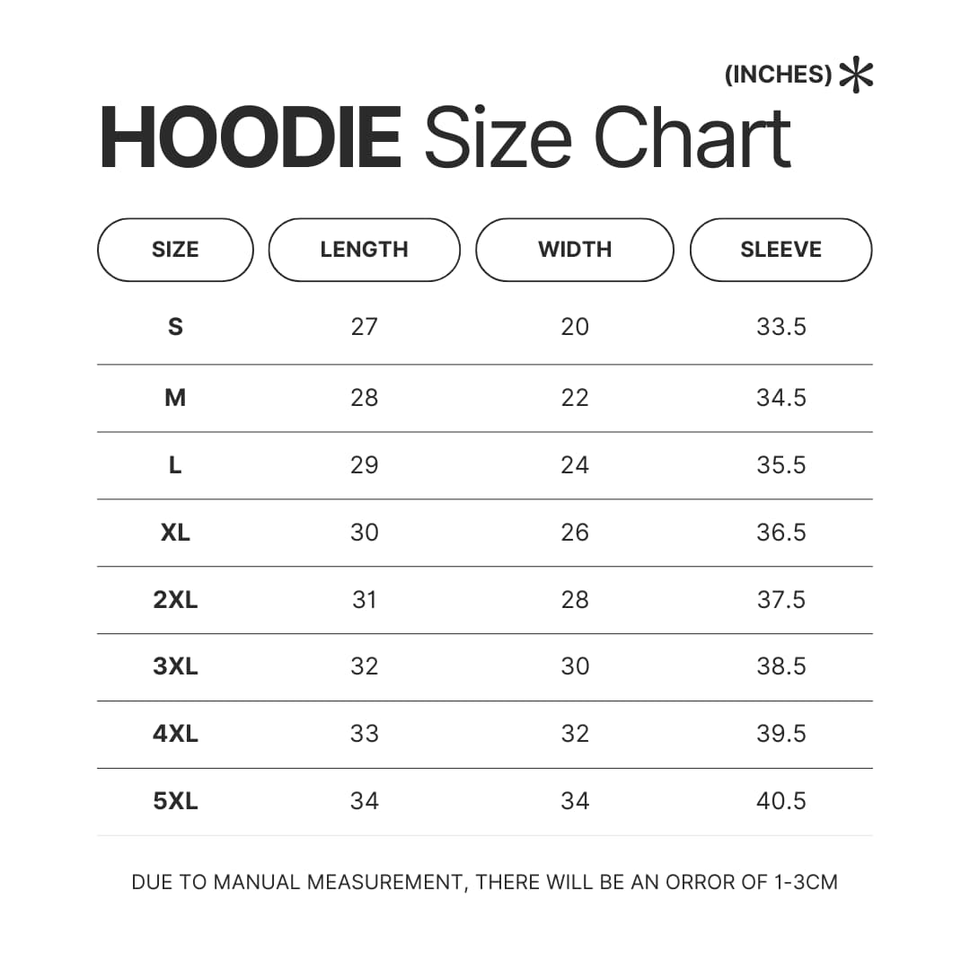 Hoodie Size Chart - Vagabond Merch
