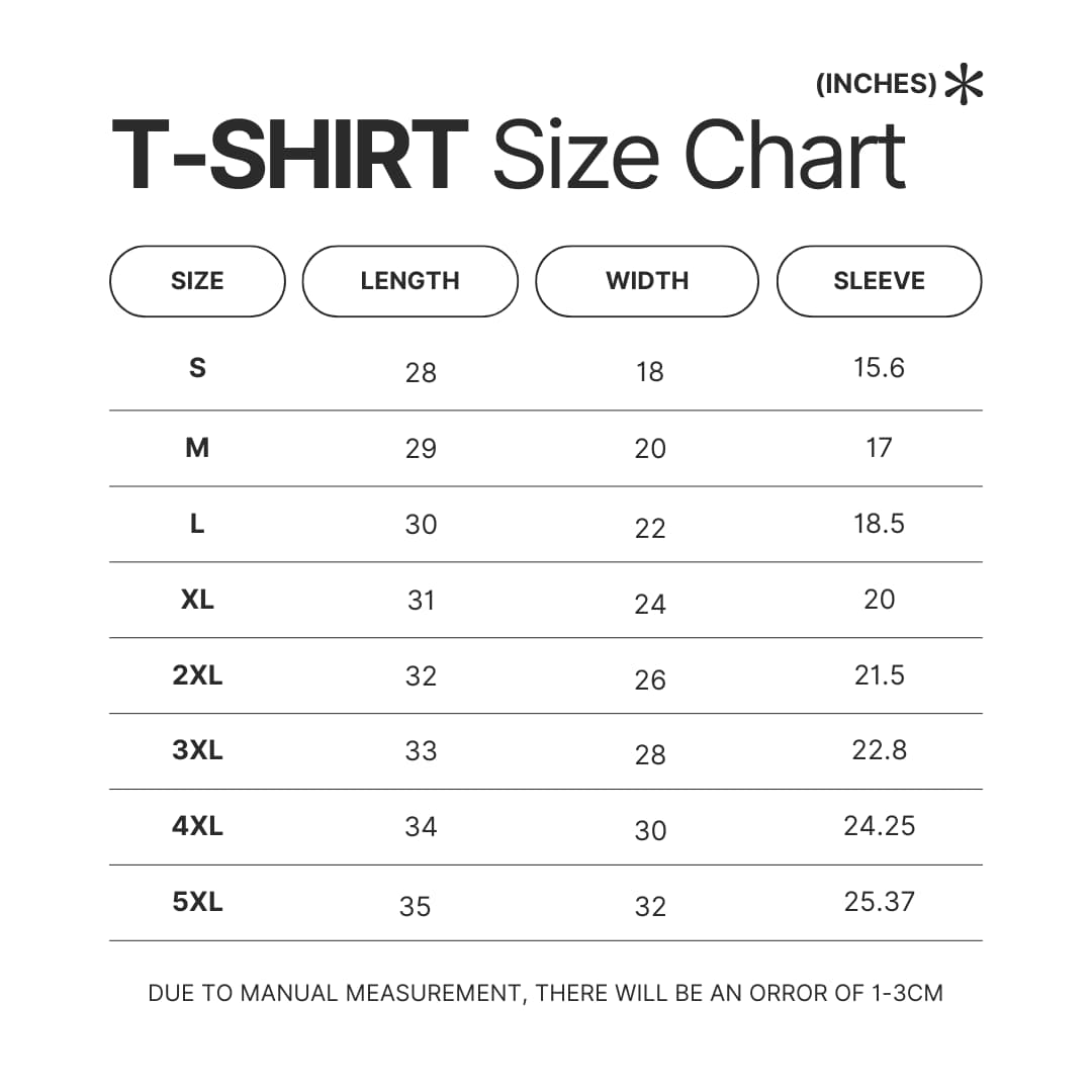 T shirt Size Chart - Vagabond Merch