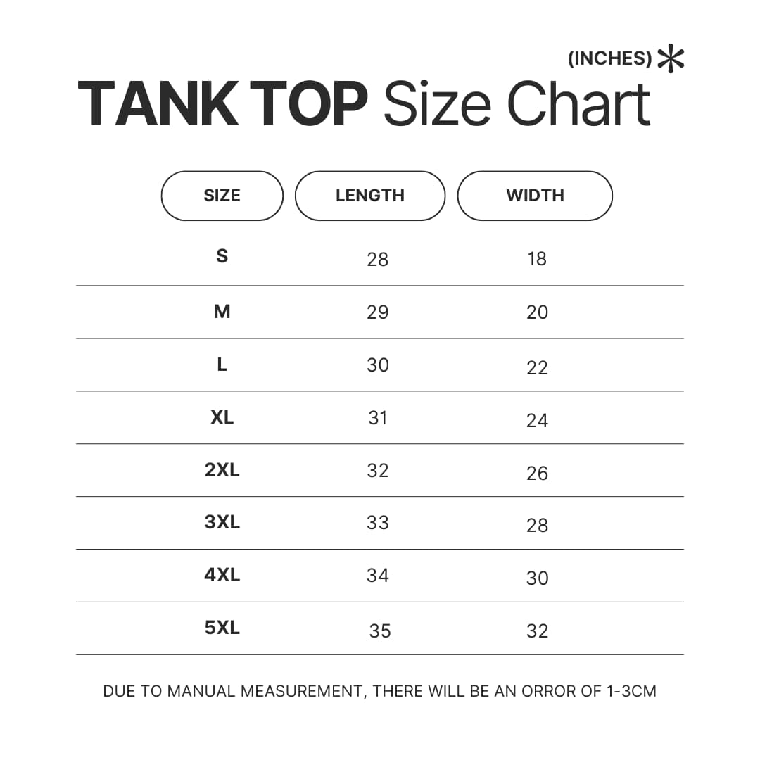 Tank Top Size Chart - Vagabond Merch