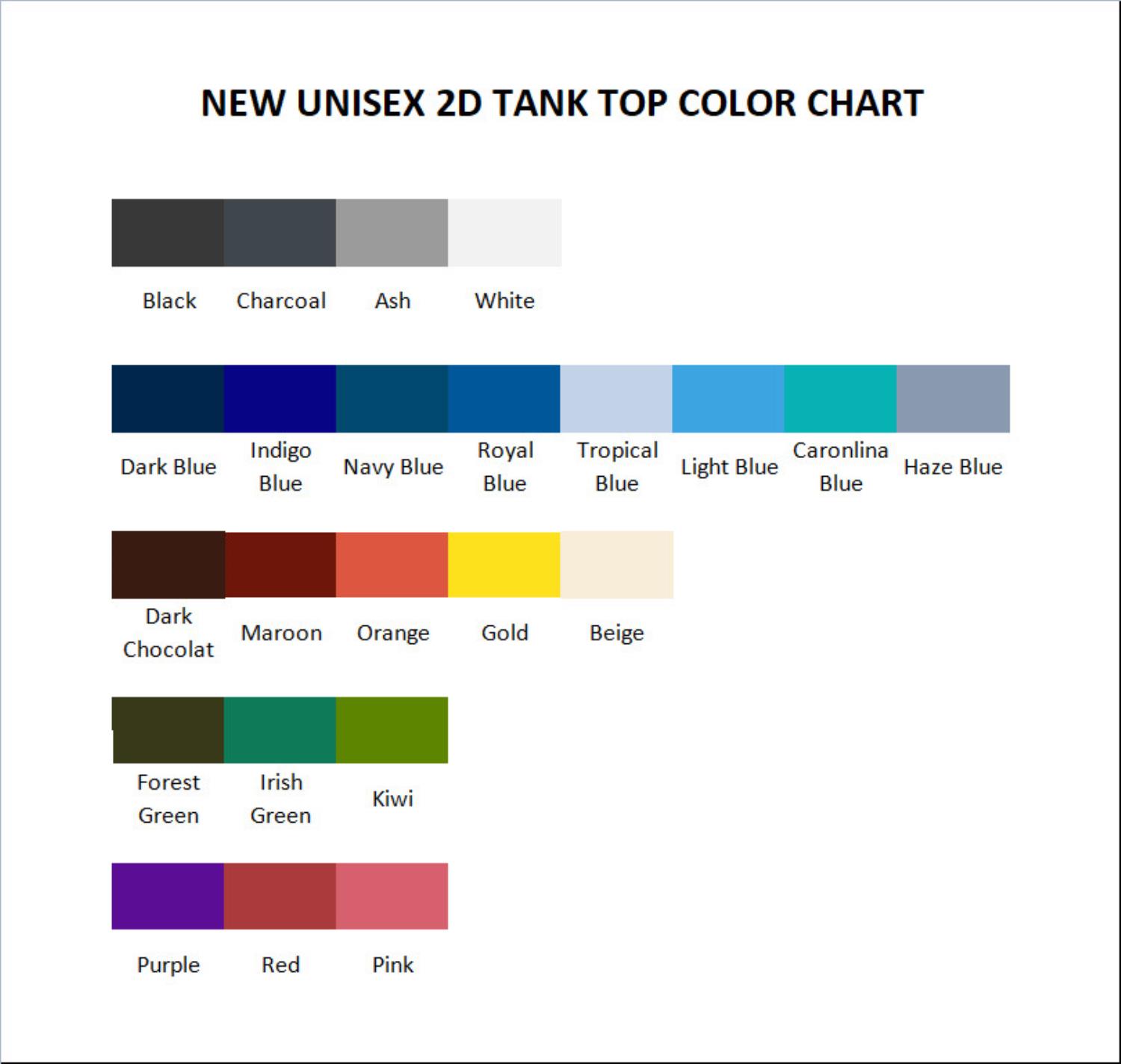tank top color chart - Vagabond Merch
